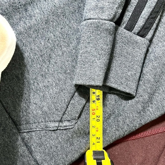 ADIDAS MENS FULL ZIP GRAY HOODIE COTTON BLEND SZ. SMALL  #161 - Picture 3 of 6